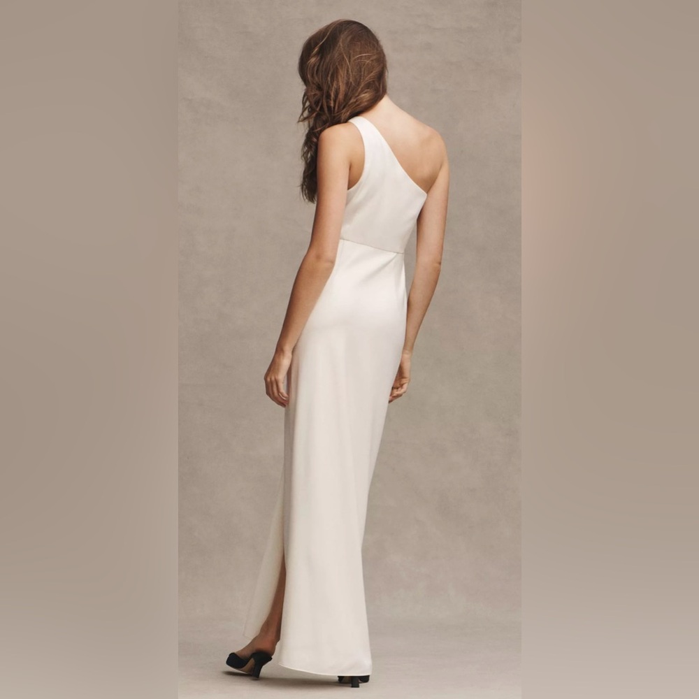 BHLDN Elegant One-Shoulder White Dress - Picture 2 of 12